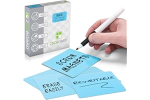 2DOBOARD Etichette Magnetiche Scrivibili - 7,5 x 7,5 cm Blu - 25 pezzi – Scrum Cards - Kanban Board, Scrum Board o Lavagna Magnetica per Frigorifero (Blu)
