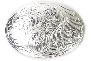 Westernwear-Shop G?rtelschnalle Silver Engraved Oval G?rtelschnalle G?rtelschlie?e Western Belt Buckle Westerng?rtelschnalle Rodeo Vintage Silber