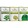 The Forest Herbs Natural Care From Nature 100% Organic Henna, Indigo, Amla Powder For Hair Black Combo Each 100Gms