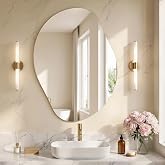 SONGMICS Miroir Mural Moderne, en Forme de Pétale, 60 x 45 cm | Irrégulier Asymétrique, Élégant, sans Cadre, pour Entrée, Cha