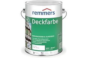 ‎REMMERS Remmers Deckfarbe weiß (RAL 9016), 2,5 Liter, Deckfarbe für innen und außen, Wetterschutzfarbe viele Untergründe, hochdeckend, wetterfest