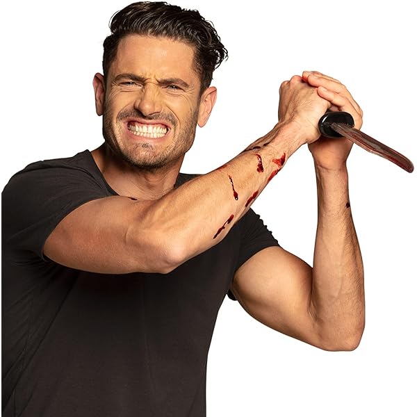 Fascia Per Capelli Con Coltello Insanguinato, Accessorio Halloween Effetto Ferita, Con Strisce Antiscivolo In Silicone, Per Adulti E Ragazzi - 2
