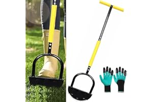 Shinybox Tagliabordi Manuale per Prato 107 cm con Lama a Mezzaluna con 1 Paio di Guanti da Giardinaggio, Bordatore da Giardino per Patio, Aiuole e Vialetti