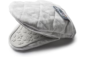 Zeal V124S Silicone & Cotton Mini Mitt Pot Holder Gingham, Cotton, French Grey, 17.5 x 13.5 x 2.5 cm