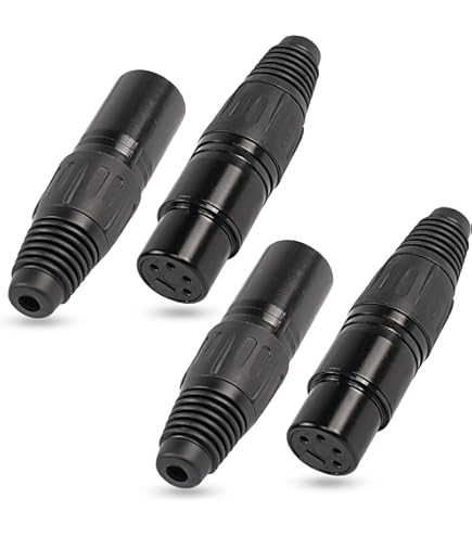 Greluma 4 Stuks Paneelmontage XLR-stekker/-aansluiting, 3-pins XLR- mannelijke/vrouwelijke connector voor microfoon, vernikkelde koperen contacten Greluma 4 Stuks Paneelmontage XLR-stekker/-aansluiting, 3-pins XLR- mannelijke/vrouwelijke connector voor microfoon, vernikkelde koperen contacten