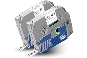 Nastro per Etichette PUWOWYE Compatibile con Brother TZe-231 TZ-231 Tze 12mm 0.47 Nastro per Etichette Laminato Nero su Bianco per Brother P-Touch PT-H107B D400 H100R H105 H100LB H110 D210 E100 1000