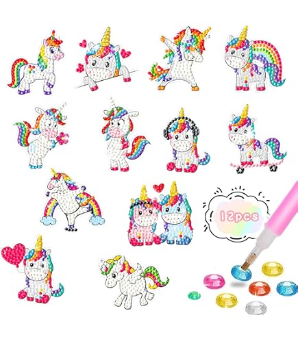 Kit Diamond Painting Per Bambini E Adulti - 5 Portachiavi Fai Da Te Con Strass - Regalo Creativo Lolileo