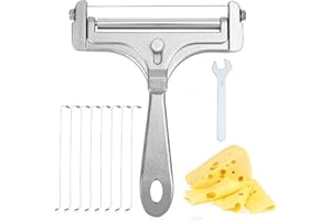 Gosknor Trancheuse à Fromage en Fil d'Acier Inoxydable, Portable Coupe-Fromage avec 8 Fils et Clés Rechange Trancheuse à Beurre pour Outils Coupe-Beurre en Bloc