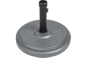 paramondo Base di Appoggio per Ombrelloni Standard, Rotonda in Calcestruzzo Polimerico, per Pali di Diametro 50 mm, con Adattatori, Argento