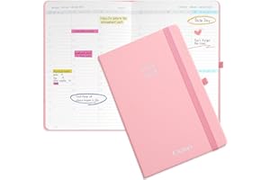 ELAKIRI Kalendarz 2025 Kalendarz Książkowy A5 1 Tydzień 2 Strony, Terminarz Spotkań 2025 (Paźd.2024-Grud.2025) Z Papierem 100 G/M² W Twardej Oprawie Ze Skóry Pu Dla Planistów Szkolnych (TJ-Różowy)