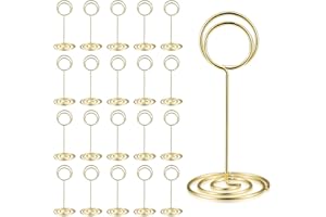 YWCHOSHE 21 Pcs Table Number Holders, 3.34 inch Place Card Holders, Gold Wedding Table Numbers/Memo/Photo/Pictures/Business Card/Memo Holders Stands for Wedding Party Reception Centerpiece Decorations