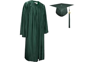 GraduationMall Unisex Shiny Graduation Cap and Gown for Adults with 2025 Year Charm University Bachelor High School 12 Colors