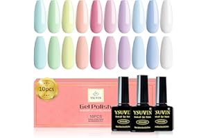 YSUVIN Pastel Vernis Semi Permanent, 10 Couleurs Bonbon Macaron Série D'été Vernis à Ongles, Requis Base Top Coat Soak off UV Ensemble De Manucure En Gel Vernis Longue Durée