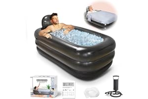 Nevife Inflatable Bathtub for Adults – with Heat-Retaining Cover & Comfort Base, Foldable for Home Relaxation, Ice Baths, Camping Trips | Comes with Hand Pump, XL Size (160x90x50cm)