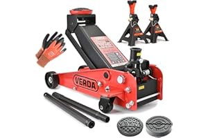 ‎SELLNET Rangierwagenheber 3T +2X Gummi + Montagehandschuhe Wagenheber Ständer Unterstellbock (Wagenheber 3T + 2X Unterstellbock mit Sicherung)