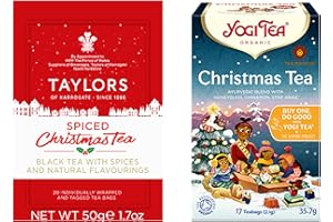 PVL TRADE Pack of 2 Spiced Christmas Teabags - Taylors Black Tea 50g & Yogi Ayurvedic Tea Blend 35.7g - Natural Flavours