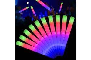 LIFBETTER 102pcs LED Foam Glow Sticks, Foam Light Up Sticks , 3 Modes Flashing LED Light Sticks Glow Batons for Halloween Christmas Festival Birthday Party (102pcs)
