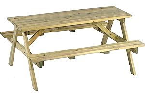 BrackenStyle Chester 6 Seat Picnic Table - A Frame Pub Bench Outdoor Garden Seating - 150cm Length (Green Pine)