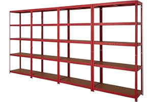 BiGDUG Garage Shelving Units: 2-4 Bay 178cm x 90cm x 40cm - 5 Tier Shelves for Storage – 875kg per bay – Boltless Workshop Shed Racking (Pack of 4)