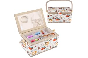CIKONIELF Zoternen Premium Sewing Basket Sewing Box, Sewing Accessories Storage Box, Sewing Kit with Handle for Home and Travel, 27.7 x 18 x 14.5 cm