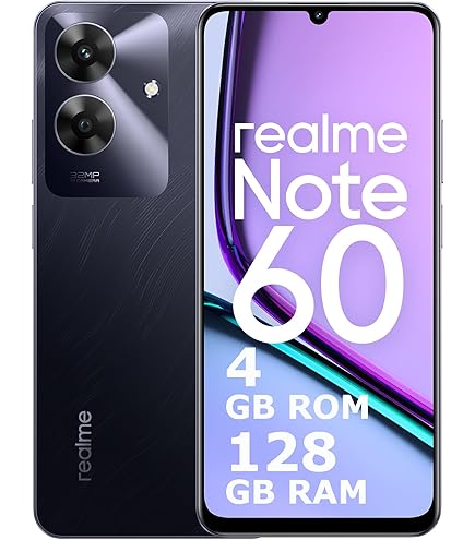 realme Note 70T 4Gスマートフォン 4+256GB、6.75インチ画面、ブラック