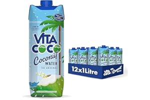 ‎VITA COCO Vita Coco Pures Kokoswasser 12x1L, natürlich hydrierend mit Elektrolyten, glutenfrei, voll mit Vitamin C & Potassium 12x1000ml Getränkekarton