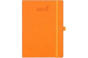BEZEND Agenda Settimanale 2024 2025 A5 [Arancione] 18-Mesi Diario Scuola 2024/2025 da Lug’24 a Dic’25 | Weekly Planner 24-25 Verticale con Copertina Rigida in Pelle PU & Scheda Mensile