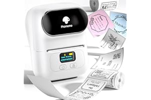 Phomemo M110 Etichettatrice Bluetooth,Portatile Stampante Etichette Adesive termica,Etichettatrice Etichette Adesive per Piccole imprese,Codici a barre,Cucina,negozi,Compatibile con Android iOS,Bianco