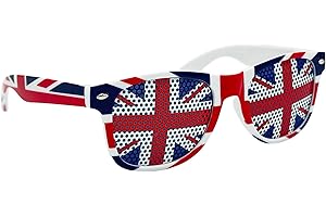 Mustavo Union Jack Glasses Adult Union Jack Flag Sunglasses Great Britain Glasses Street Party Eurovision Team GB Athletics Fun Fancy Dress Unisex
