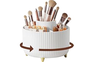 HULAGU 360°Drehbarer Pinsel Organizer Kosmetik Make Up Organizer Aufbewahrung Kosmetik Organizers Pinselhalter Aufbewahrungssystem für Lidschattenpinsel Lippenstift Etui für Frisiertisch Zimmer