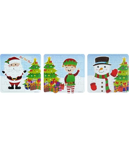 MISITU Confezione 3 Mini Puzzle 150 Pezzi Per Adulti - Natale, Babbo Natale E Albero - Ideale Da Viaggio E Regalo - 6