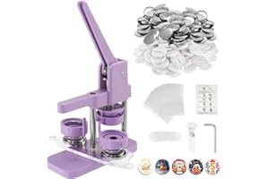 Dyna-Living Button Badge Maker 44mm Purple Magnetic Badge Machine Set DIY Pin Button Maker Press Machine DIY Button Making Set Badge Punch with 100pcs Button Parts