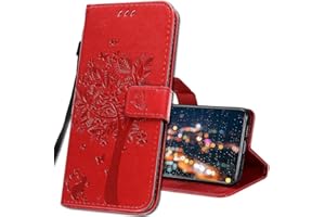 IMIRST Funda para Xiaomi Redmi Note 9, Funda Libro Xiaomi Redmi Note 9 Smartphone, Funda con Tapa Xiaomi Redmi Note 9 Magnético Carcasa para Xiaomi Redmi Note 9. KT1 Wish Tree Red