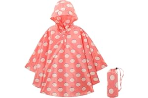 KAKU NANU Rain Poncho Kids 3-14 Years Lightweight Waterproof Poncho Coat with Hood Reusable Raincoat