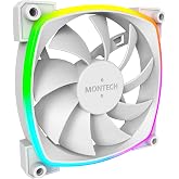 Montech AX 120 ARGB Fan &ndash; 1600PWM, High-End Durability, Silent Performance, and Stunning ARGB Design (120mm, White)