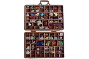 thoran Lot de 2 boîtes de rangement pour pierres précieuses, boîte de collection de pierres précieuses et minéraux, kit de 33 pièces pour collection de pierres et de minéraux, arts et travaux manuels