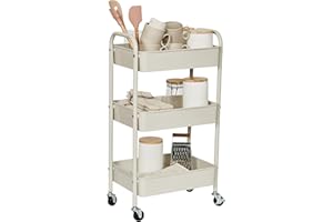 ‎LOVE !T STORE !T Love IT Store IT Rollwagen aus Metall - Beistellwagen mit 3 Ablagen und stabilen Rollen für Küche, Badezimmer, Büro - 44x30,5x78 cm - Hellgrau