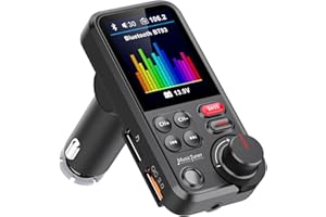 GIZMOVINE Adaptateur Musique Allume Cigare, Transmetteur FM Bluetooth Voiture for Car Radio, Support Stereo MP3 MP4, QC3.0 USB Chargeur, Toucher Ecran, SD Fente, Aux Jack, Mic, Telephone Kit