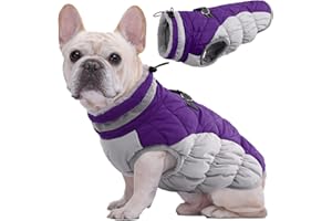 Kuoser Manteau d'hiver Imperméable pour Chien Veste Chaude Doublé en Polaire pour Chiot avec Col en Fourrure Gilet Coupe-Vent Extérieur Vêtement Réfléchissant pour Petits Moyens Grands Chiens