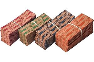 RIBAO TECHNOLOGY Ribao Coin Wrappers 400 Assorted Bundle Flat Striped 100 Each of Nickels, Dimes, Pennies and Quarters