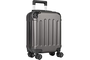 yonsly® Koffer Suitcase S Grau, Trolley Reisekoffer, Rollkoffer Handgepäck mit 4 Rollen 360°, ABS Hartschalen, Sicherheitsschloss, Weicher Gummigriff, 210D-Futter