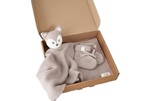 Livella Doudou Volpe con calzini - Puro cotone biologico - Copertina premium, copertina coccole, coperta a maglia - Morbidissima e traspirante - OEKOTEX® STANDARD 100 e certificata GOTS