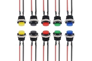 16MM Round Momentary Interruttore a bottone presaldato Precablato Momentaneo Pulsante Rotondo Pulsanti Da Pannello Per Diy Auto(Lewttyer)