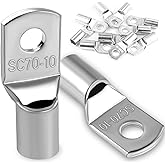 10pcs 70mm&sup2; M10 Tubular Terminals Ring Eye Crimp Terminals Tinned Copper Eyelet Terminal for Electrical Wire