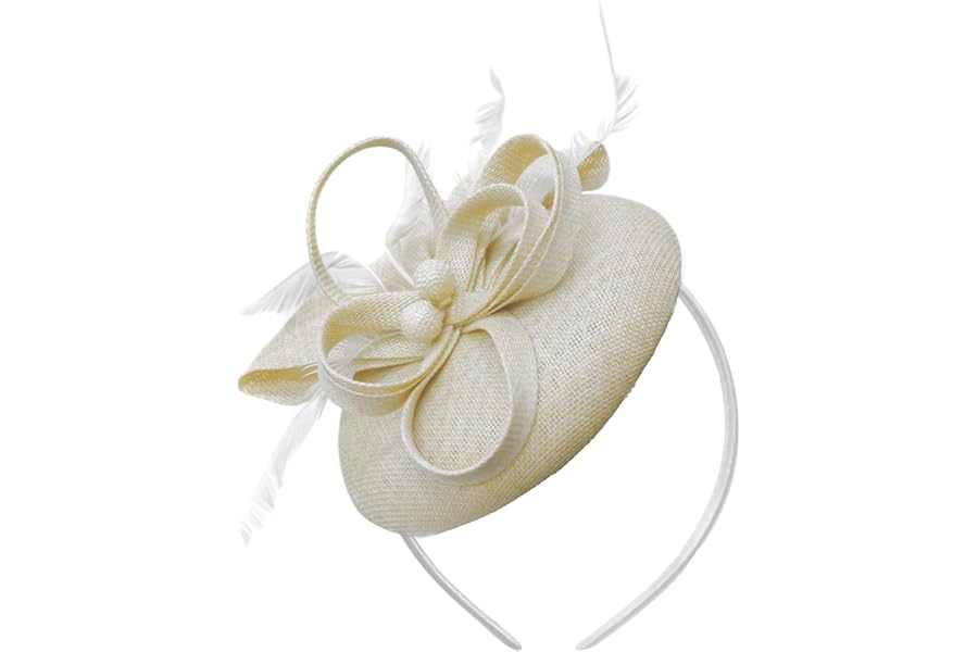 Caprilite Bead Round Pillbox Loop Sinamay Headband Fascinator for Women Wedding Ascot Races