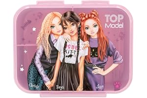 Depesche 13257 TOPModel Rebel Kitty - Fiambrera en Color Morado, con Motivo de Modelo y Estampado Leo, Fiambrera con 3 Compartimentos y Tapa Transparente