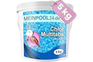 5 kg MEINPOOL24.DE Chlor Multitabs 5 in 1-200 g Tabs Multi Chlortabletten - 5 Phasenwirkung für sichere und saubere Poolpflege - hygienisches Poolwasser - Made in Europe - für kristallklares Wasser