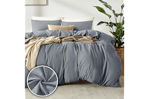 puredown 1PCS Funda Nordica Cama 155x220cm+ 2PCS Funda Almohada 80x80cm, Juego de Cama 100% Microfibra, Suave y Transpirable, Oeko-Tex, Gris