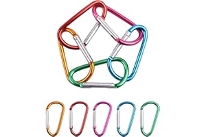 Jiayaus Clip de Mosquetón, Pequeños Clips de Mosquetón con 5 Colores, Duradero Tipo d Caribena como Clip de Llavero, Mosquetón, Llavero, Clip para Camping, Senderismo, Viajes, Pesca, 10 Unidades