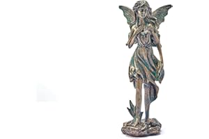 HH HOME HUT Magical Fairy Garden Ornament Outdoor Standing Bronze Effect Home Decor Figurine Angel Statue Sculpture for Patio Yard House Decoration 26CM